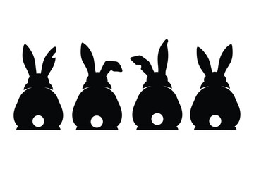 easter bunny silhouette vector set of cute rabbits