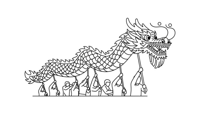 Dragon puppet on strings being controlled.