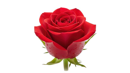 Fototapeta premium Single Red Rose with Water Droplets on Black Background flower bloom isolated on a transparent background