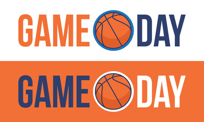Game Day. Basketball playoff in March. Super sport party in United States. Final games of season tournament. Professional team championship. Ball for basketball. Sport poster. Vector
