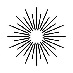 Obraz premium Vintage sunburst, sunset beams. Boho style, modern minimalist bohemian design. Hand drawn bursting sun, light rays. Logotype or lettering design element in retro style. Vector illustration.