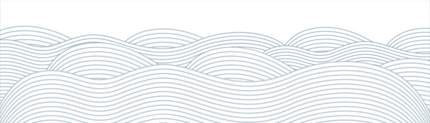 Sea wave line pattern. Blue wavy water abstract background, japanese ocean tide texture