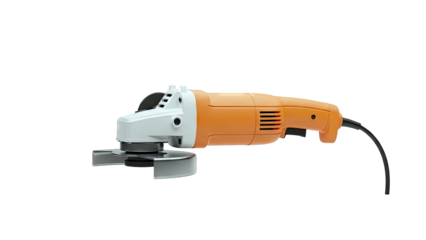 Orange and white angle grinder