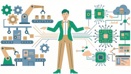 Fototapeta premium AI Automation Workflow Concept Illustration