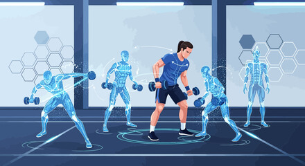 Advanced fitness techniques: Using technology and hologram training assistance for enhanced workouts