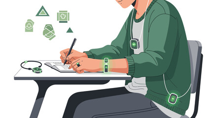 Connected Learning: A Student Engaged in Futuristic Study with Integrated Technology Devices