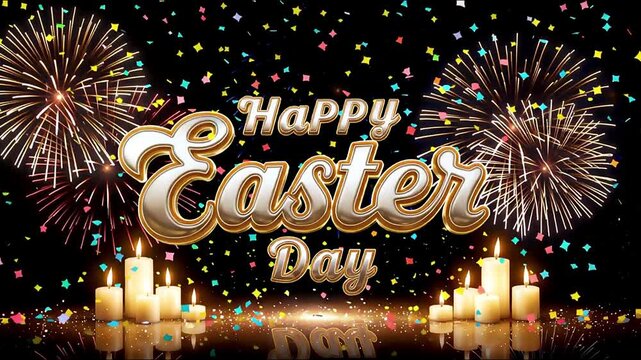 Elegant Happy Easter Day video with glowing golden text and festive effects, perfect for holiday videos, greetings, and Easter celebrations