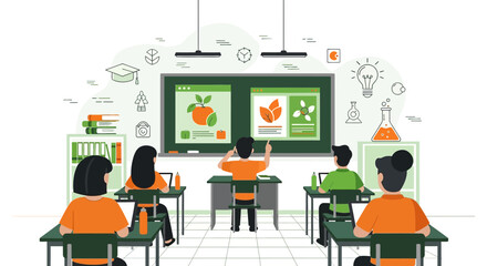 Engaging Biology Classroom Scene with Students and Interactive Learning Environment