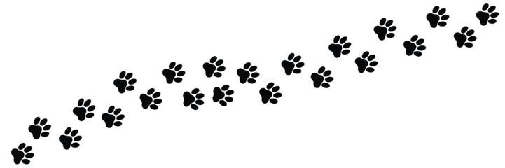 Paw Foot Trail Print of Cat and Dog, Puppy Silhouette Animal Tracks for T-Shirts, Backgrounds, Patterns, Websites, and Greeting Cards.