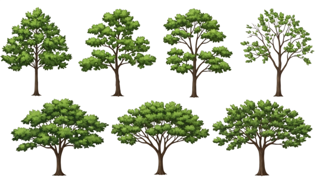Collection of trees isolated on transparent background - Powered by Adobe