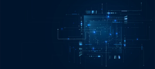 Fototapeta premium AI Processing With Abstract Futuristic Circuit Board Background