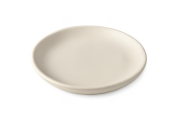 White ceramic plate for food presentation on transparent background