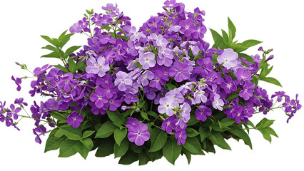 Vibrant purple flowers isolated on transparent background