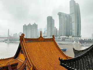 View of Chongqing city from Ciyun Temple in Chongqing, China.