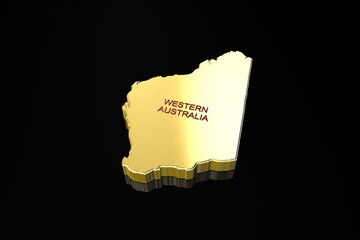 Map of Australian state Western Australia in 3D Illustration