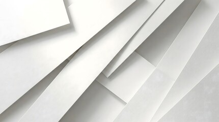 Minimalistic composition of overlapping white paper sheets,perfect for abstract backgrounds,design templates,or clean professional stationery concepts