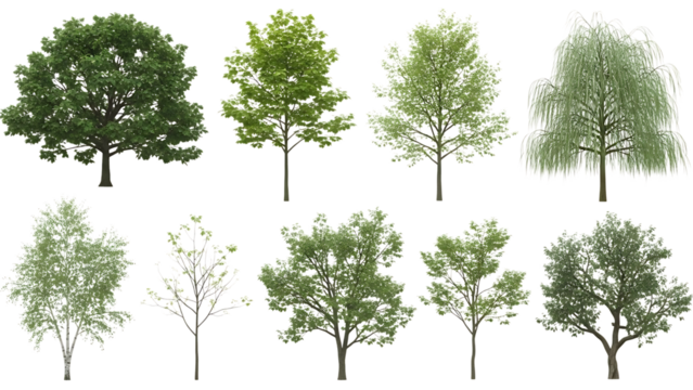 Collection of trees isolated on transparent background - Powered by Adobe