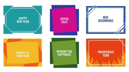 Colorful graphic design elements with holiday greetings and text layouts © ellisa_studio