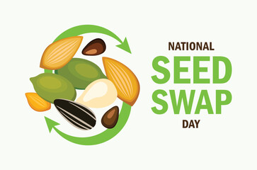National Seed Swap Day poster vector illustration. Different types of seeds vector. Seed exchange symbol. Template for background, banner, card. Last Saturday in January. Important day