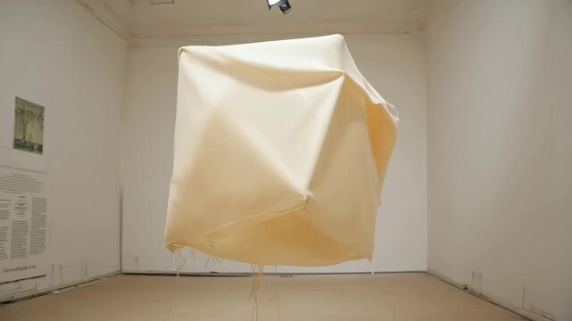 A cube made of fabric folding itself neatly into a box 4K