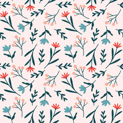 Fototapeta premium cute floral vector pattern with colorful flowers for gift wrapping paper 