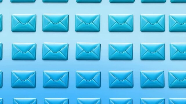 メールアイコンを整列させたタイル反復の青系パターン壁紙