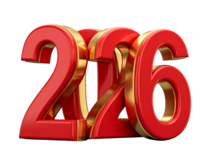 3d rendered 2026 number - isolated on transparent background isolated on transparent background