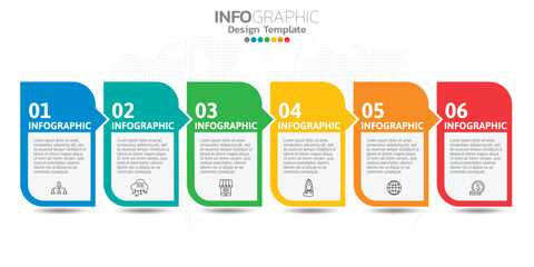 Infographic template with six colorful sections
