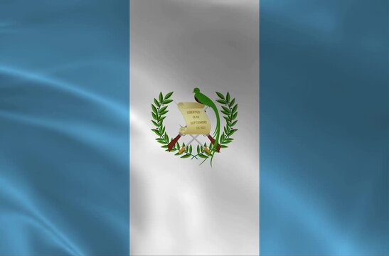 Guatemala National Flag Waving, Republic of Guatemala Symbol, Realistic Fabric Texture, Seamless Loop