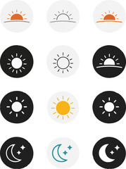 Time of the day simple icons set