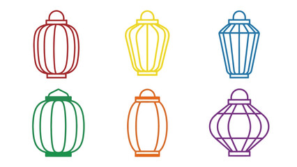 Colorful lanterns collection vector illustration for design and decoration