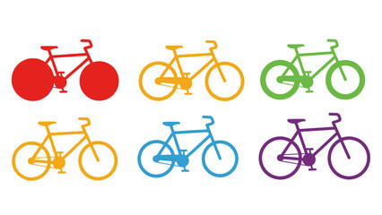 Colorful bicycle silhouettes for transportation and recreational themes