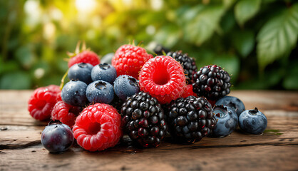 blackberry and raspberry red and black berries currant close up