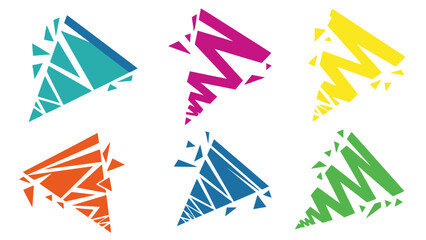 Abstract geometric shapes in vibrant colors on white background