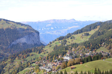 Obraz premium View of the cityscape and nature Park in autumn season at switzerland
