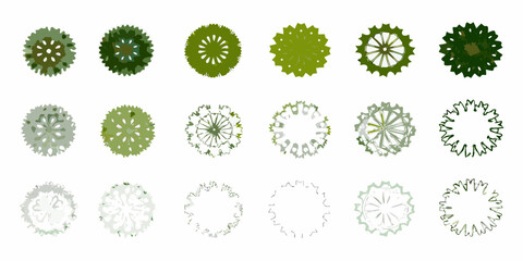 A collection of various top down views of differently shaped trees © Asit