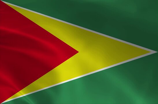 Guyana Flag Waving: Realistic 4K Loop of the National Golden Arrowhead with Red, Yellow, Green, White, Black Colors