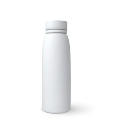 White plastic 3D bottle mockup for yogurt or juice, with a closed lid.