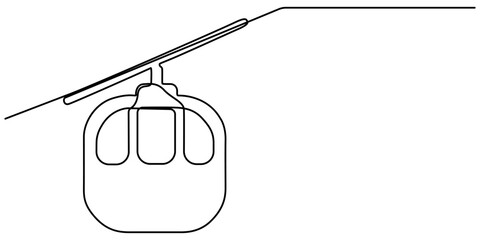 continuous line drawing of cable car.one line drawing of cable car transportation in mountainous areas for tourism. single line vector illustration. isolated white background.  © SREEPOLOK