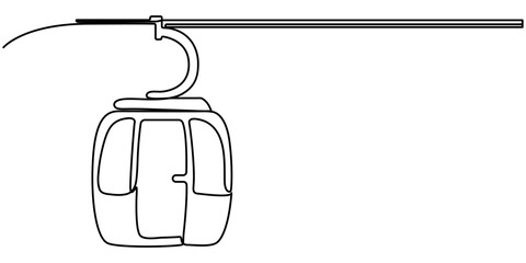 continuous line drawing of cable car.one line drawing of cable car transportation in mountainous areas for tourism. single line vector illustration. isolated white background.  © SREEPOLOK