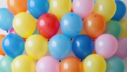 Joyful birthday celebration with colorful balloons and cake under bright lights festive background for memorable moments