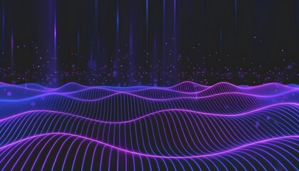 Vibrant purple and blue neon wave pattern on dark background