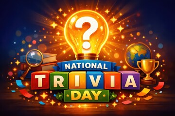 National Trivia Day Celebration With Glowing Lightbulb Keywords: trivia, national trivia day