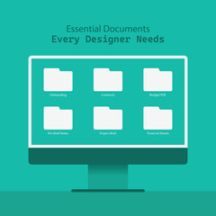 Modern Desktop Interface Graphic With Business Folder Category Icons