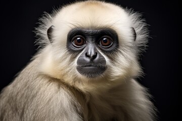 Fototapeta premium Young grey langur primate looking curiously with big brown eyes