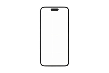 Smartphone Mockup Minimalist Design Black Outline White Background Blank Screen Template for App Design
