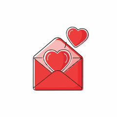A romantic envelope with a heart, symbolizing love and affection. The envelope is opened, revealing a heart-shaped message