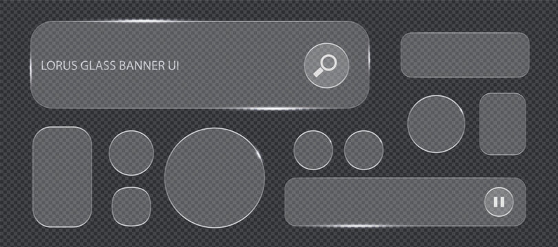 Collection of modern glass-morphism ui elements for website and app design