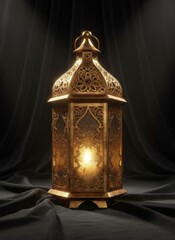 Realistic 3d Design arabian gold vintage lantern.