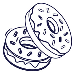 Obraz premium Tasty Sprinkled Donut Outline Icon Vector for Dessert Design